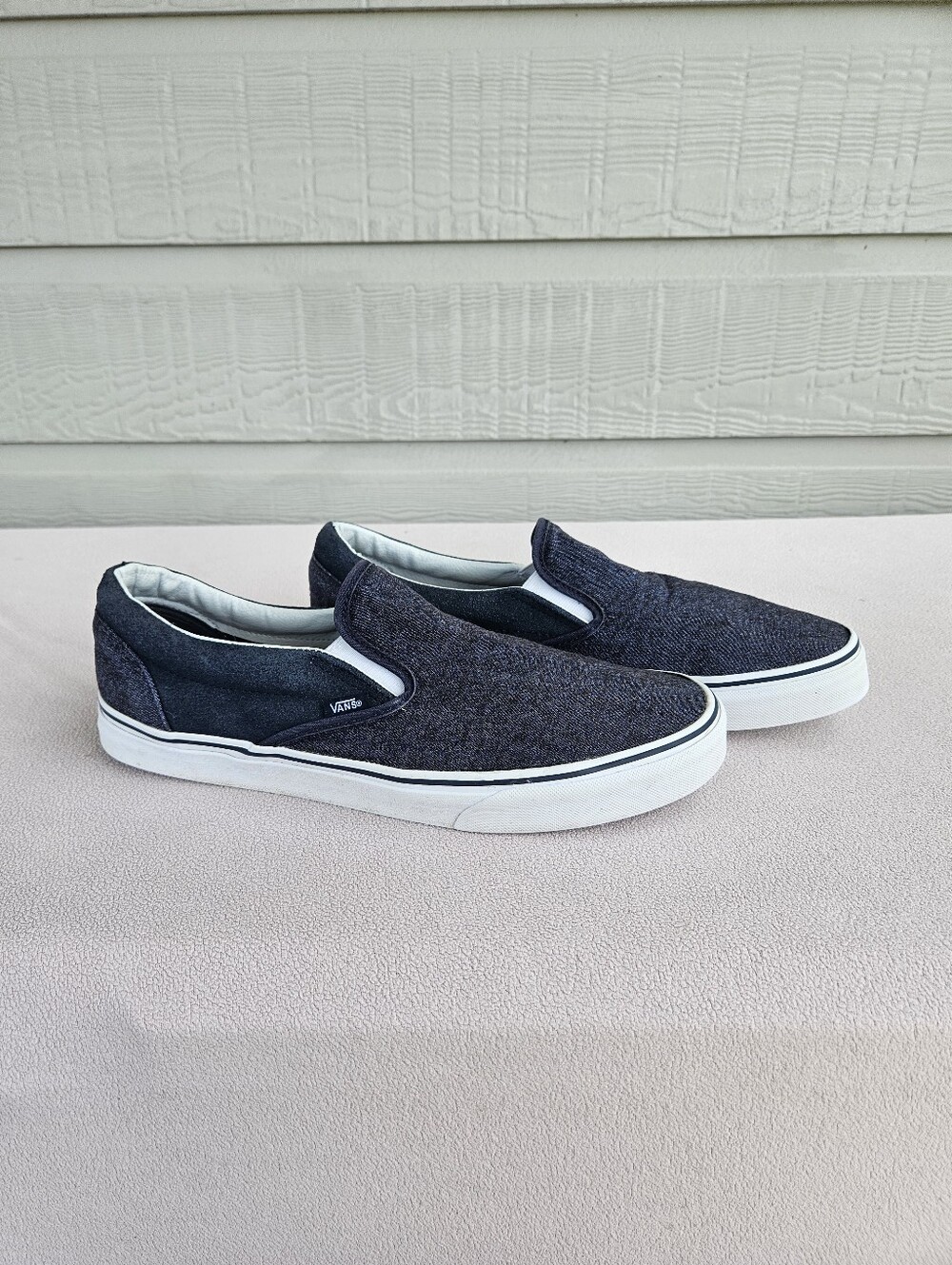 Vans Classic Slip-On Sneaker Men SZ 13 Denim Blue Shoe Low Top Preppy Casual
